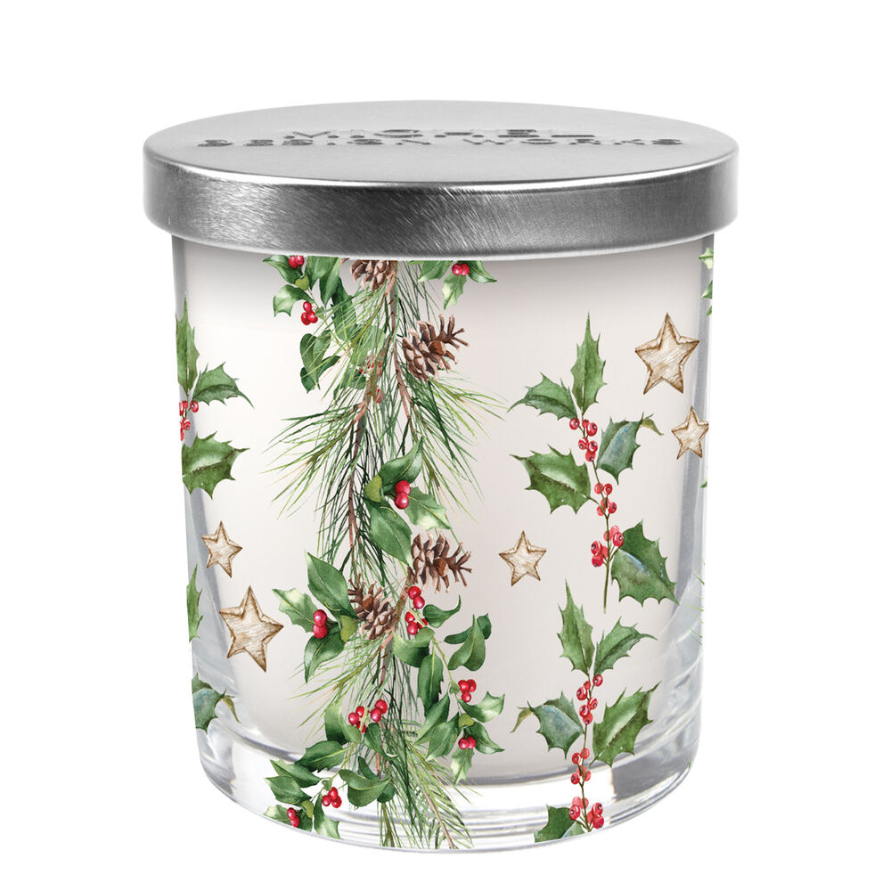 Holiday Garland Decorative Glass Candle