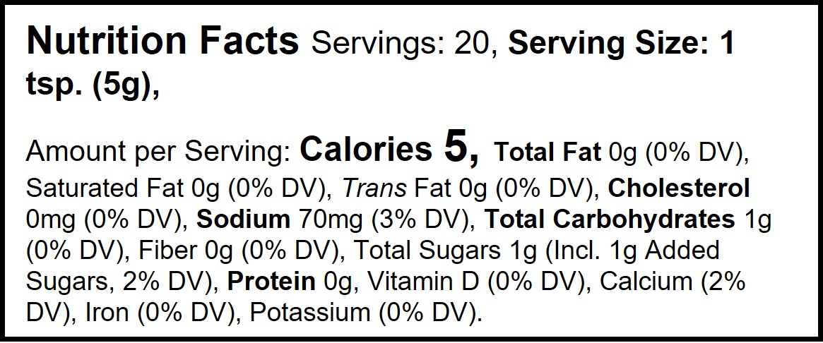 Product nutrion image